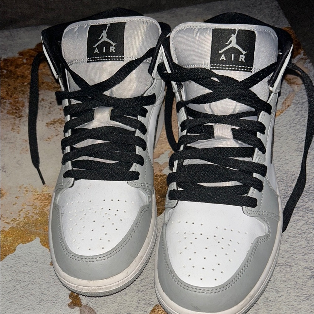 Jordan White and Gray High-Top Sneakers